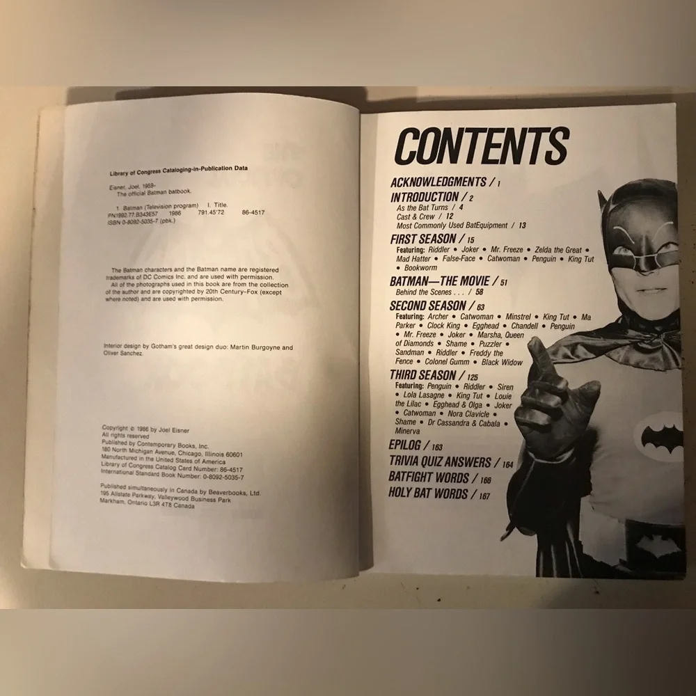 Vintage 1986 Original The Official Batman Batbook By JOEL EISNER 1966 TV Series